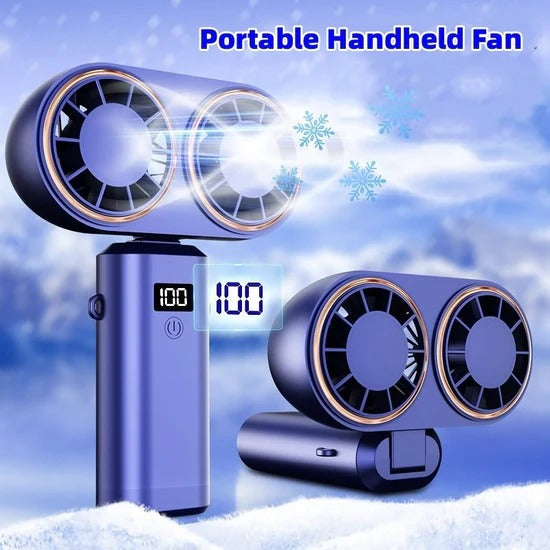 🌬️ USB Handheld Mini Fan – Foldable, Portable & Neck Hanging with 5-Speed & Display Screen 💨✨